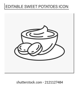  Superfood line icon. Sweet potato drink. Vegetarian food.Food concept. Isolated vector illustration. Editable stroke