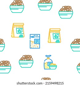 Superfood Natural And Vitamin Vector Seamless Pattern Color Line Illustration
