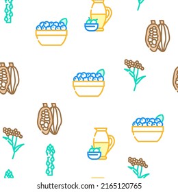 Superfood Natural And Vitamin Vector Seamless Pattern Color Line Illustration