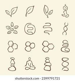 Superfood, plant based, vegan friendly hand drawn icon set