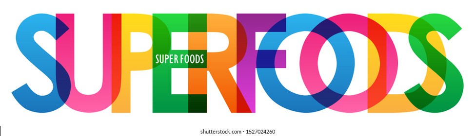 SUPERFOODS colorful rainbow vector typography banner