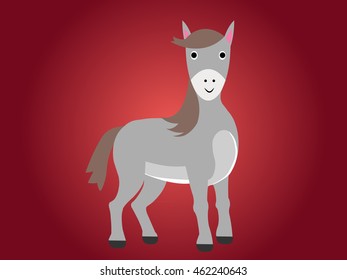 Super-funny horse with a fashion haircut and innocent expression on a purple gradient background - vector illustration.