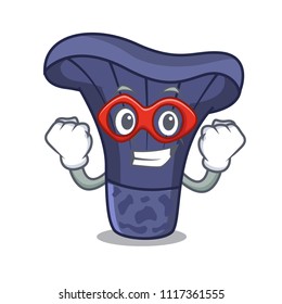 Superhero actarius indigo mushroom character cartoon