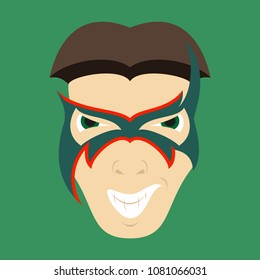 Superhero in Action. Superhero character . Icon in flat style