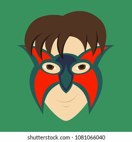 Superhero in Action. Superhero character . Icon in flat style