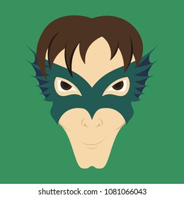 Superhero in Action. Superhero character . Icon in flat style