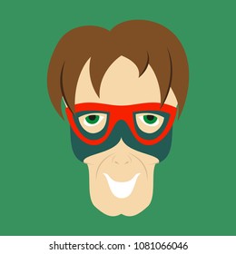 Superhero in Action. Superhero character . Icon in flat style