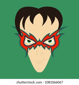 Superhero in Action. Superhero character . Icon in flat style