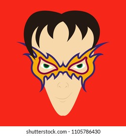 Superhero in Action. Superhero character . Icon in flat style