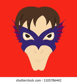 Superhero in Action. Superhero character . Icon in flat style