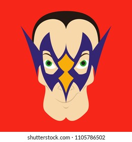 Superhero in Action. Superhero character . Icon in flat style