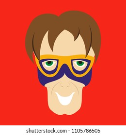 Superhero in Action. Superhero character . Icon in flat style