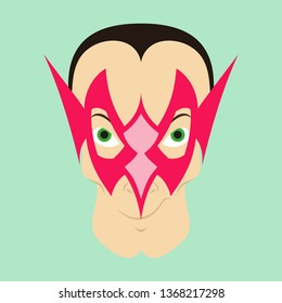Superhero in Action. Superhero character . Icon in flat style
