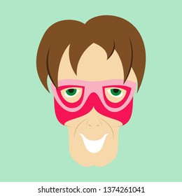 Superhero in Action. Superhero character . Icon in flat style