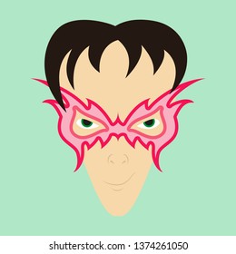Superhero in Action. Superhero character . Icon in flat style
