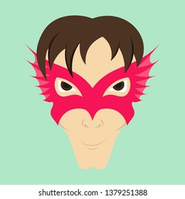 Superhero in Action. Superhero character . Icon in flat style
