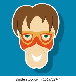Superhero in Action. Superhero character . Icon in sticker style