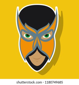 Superhero in Action. Superhero character . Icon in sticker style