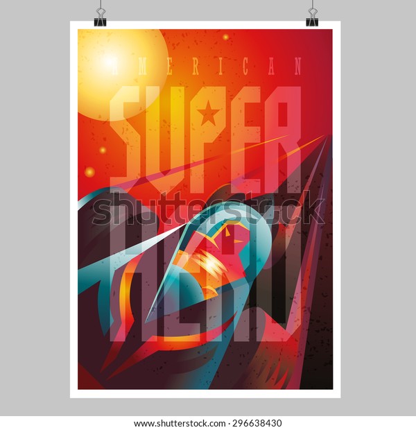 Superhero in action. Superhero driving a race car.
Poster layout