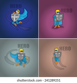 Superhero In Action Set - Isolated On Background - Vector Illustration, Graphic Design, Editable For Your Design 