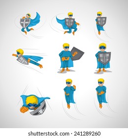 Superhero In Action Set - Isolated On Background - Vector Illustration, Graphic Design, Editable For Your Design 