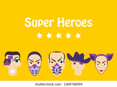 Superhero actions icon set in cartoon colored style different poses vector illustration