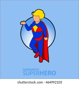 Superhero actions. Isometric icon.