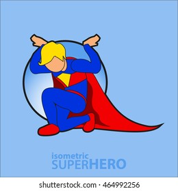 Superhero actions. Isometric icon.