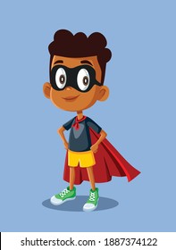 Superhero African Boy Vector Illustration Cartoon