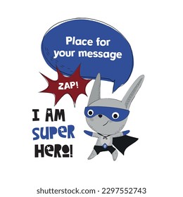 Superhero animal characters, wearing comic costumes. Hand drawn style vector illustration. Scandinavian 
design with neutral color pallet. Best to use for print  and as an Ad banners on social media