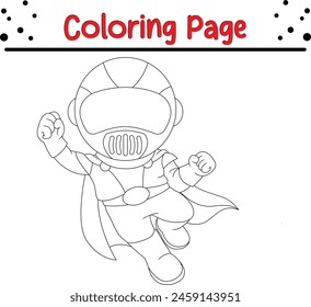 superhero astronaut coloring book page for children