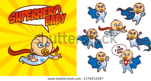 Superhero Bebe Garcon Personnage De Dessin Image Vectorielle De Stock Libre De Droits