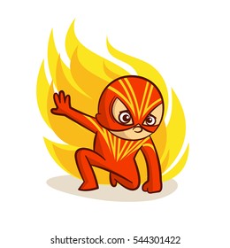 Superhero Baby Boy Fire Sticker Vector Illustration