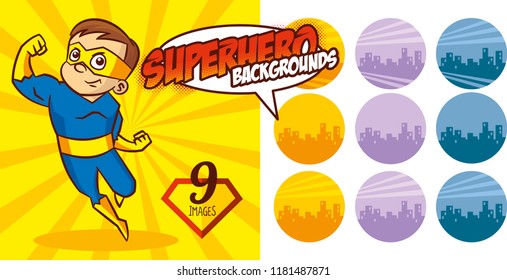 Superhero Background set Super hero character Vector