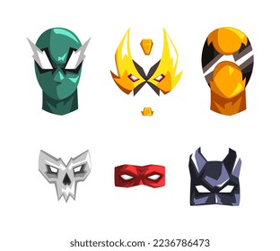 Superhero and Bad Mask Worn on Face by Fairy Character Vector Set