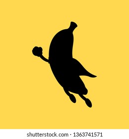 Superhero banana cartoon silhouette illustration.