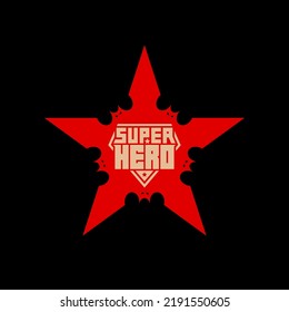 Superhero bat emblem. Vector badge. Super hero - lettering inscribed in a star consisting of bats. T-shirt print.