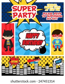 505 Superhero birthday party invitation Images, Stock Photos & Vectors ...