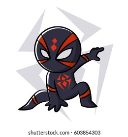 Superhero Black Spider Sticker Vector Illustration