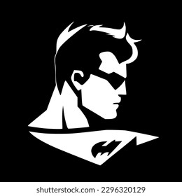 Superhero - Black and White Isolated Icon - Vector illustration