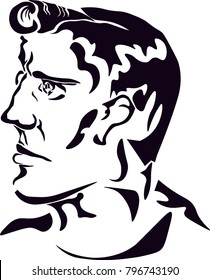 Superhero black and white vector illustration