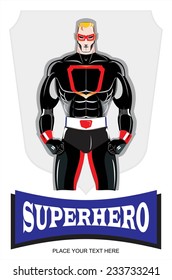 Superhero. Blonde masked Superhero in black costume