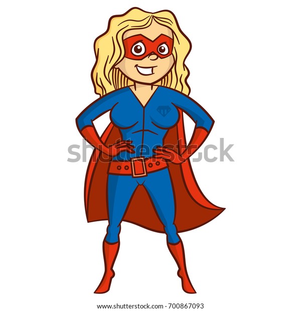 Superhero Blonde Woman Cartoon Character Isolated Stock Vector (Royalty