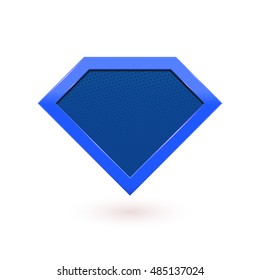 Superhero blue logo shield icon emblem. Vector diamond symbol shape superhero icon.