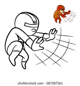 Superhero Boy Coloring Book. Comic character isolated on white background