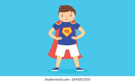 Superhero boy design, Kid childhood little people lifestyle and person theme Vector illustration