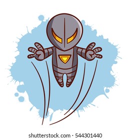 Superhero Boy Iron Sticker Vector Illustration