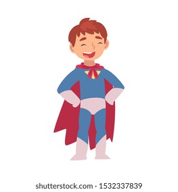 Superhero Boy laughing cartoon vector illustration on Background