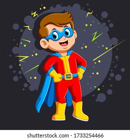 Superhero boy with smile of illustration