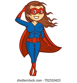 Superhero Brownhaired Woman Cartoon Character Isolated Stock Vector ...